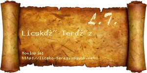 Licskó Teréz névjegykártya
